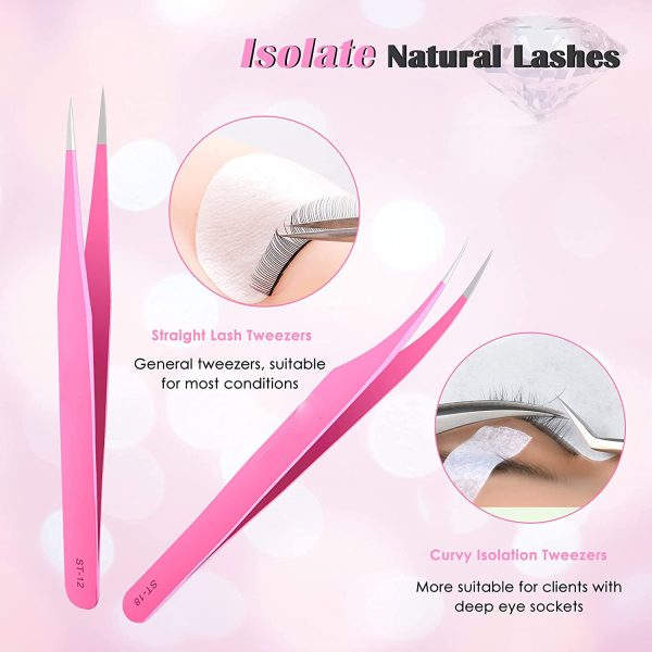 Professional Eyelash Extension Tweezers With Anti Magnetic Case / Tweezers For Lash Extensions - Image 3