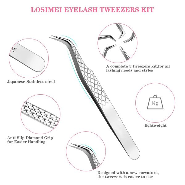 2021 Hot selling eyelash tweezers wholesale custom tweezers lash extension tweezers - Image 2