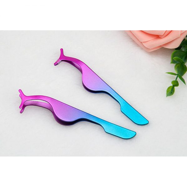 Colorful rounded Rose gold lashes tweezers Lashes applicator tweezer Private label eyelash tweezers - Image 2