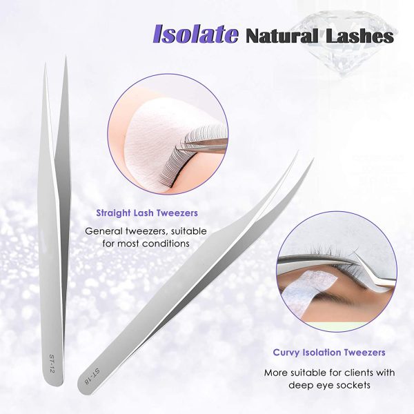 Professional Stainless Steel lashes tweezers Volume Tweezers light weight eyelash extension tweezers - Image 3