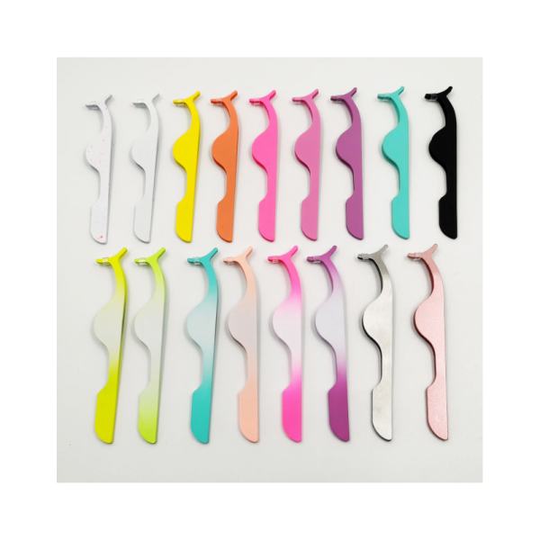 Custom Pink Plastic Lashes Applicator Tweezers Bulk Magnetic Lash Tweezers packaging False Eyelash Tweezers