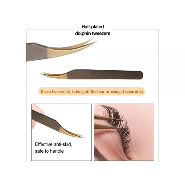 New model colored customized tweezers 90 degree eyelash tweezers SS420 volume lash extensions tweezers - Image 3