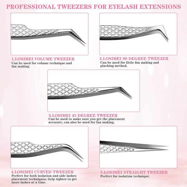 2021 Hot selling eyelash tweezers wholesale custom tweezers lash extension tweezers - Image 3