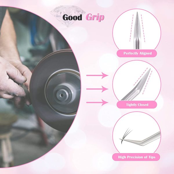 Professional Eyelash Extension Tweezers With Anti Magnetic Case / Tweezers For Lash Extensions - Image 2