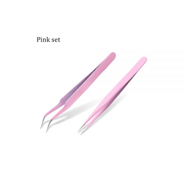 High Quality Pink Custom Girl Lashes Eyebrow Tweezers Eyelash Extension Candy-colored Eyelash Diamond Tweezers Set for Lashes - Image 3