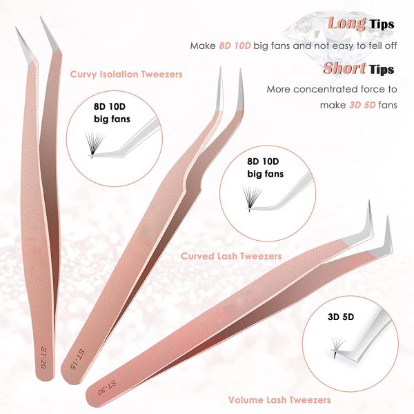 stainless steel Mink eyelash extension tweezers professional Volume Eye Lashes Tweezers make up tool eyebrow tweezer - Image 3