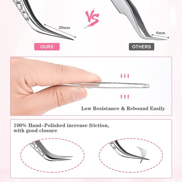 2021 Hot selling eyelash tweezers wholesale custom tweezers lash extension tweezers - Image 4