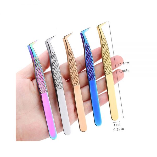 Eyelash tweezers stainless steel /Private label custom tool extension lash eyebrow eyelash tweezers - Image 5